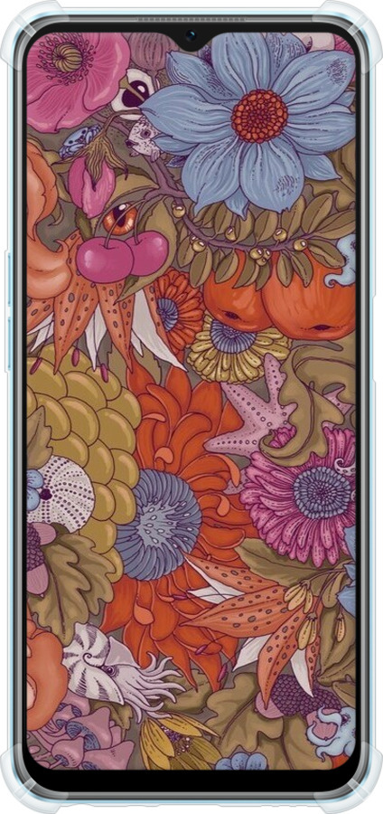 Силикон с усиленными углами чехол Абстрактные цветы для Oppo A57s - 6526sp-2931 изображение 