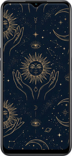 Силиконовый чехол Celestial Harmony: Sun & Moon Gold Mystic Pattern для Oppo A78 5G - 6778u-3169 изображение 