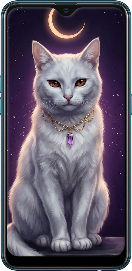 TPU чехол Mystic White Cat Gothic Dark Purple Gold для Oppo A12 - 6805b-2557 изображение 