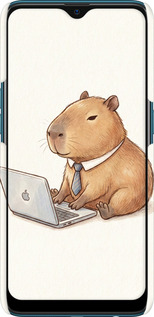 3D пластиковый матовый чехол Funny Capybara CEO Working для Oppo A5S - 6777m-1892 изображение 