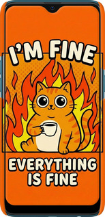 3D пластиковый матовый чехол Funny Cat для Oppo A5S - 6786m-1892 изображение 