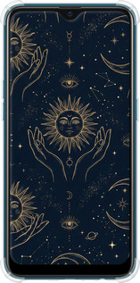 Силикон с усиленными углами чехол Celestial Harmony: Sun & Moon Gold Mystic Pattern для Oppo A5S - 6778sp-1892 изображение 