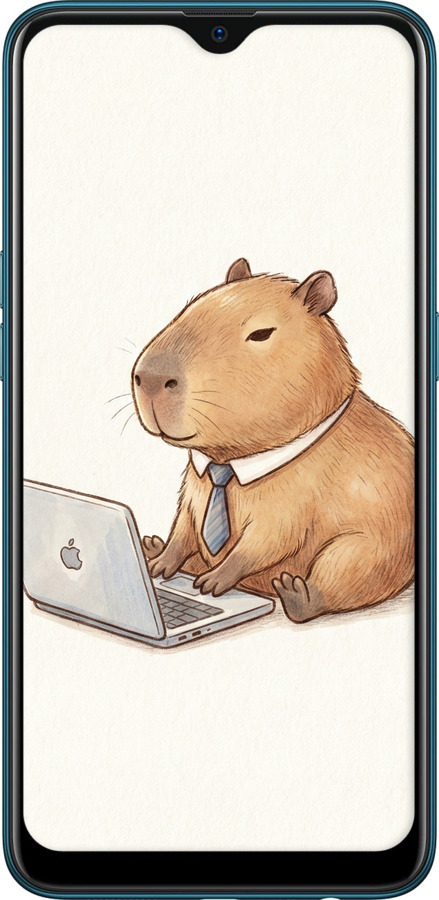 2D пластиковый чехол Funny Capybara CEO Working для Oppo A5S - 6777t-1892 изображение 