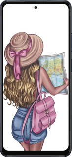 Силиконовый чехол Девушка с картой для Oppo A5X 4G/5G - 4704u-4090 изображение 