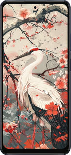 Силиконовый чехол Аист в цвету сакуры для Oppo A5X 4G/5G - 6109u-4090 изображение 