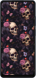 Силиконовый чехол Черепа и розы для Oppo A5X 4G/5G - 6316u-4090 изображение 