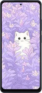 Силиконовый чехол Котик в цветах для Oppo A5X 4G/5G - 6390u-4090 изображение 