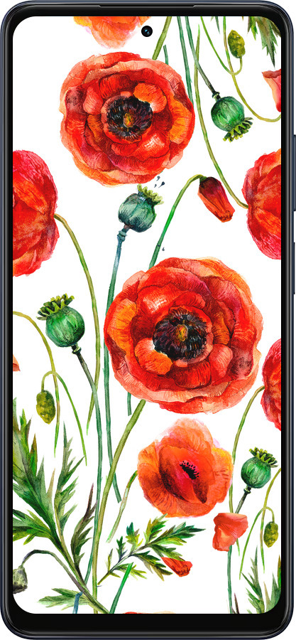 Силіконовий чехол Намальовані маки для Oppo A5X 4G/5G - 4278u-4090 изображение 