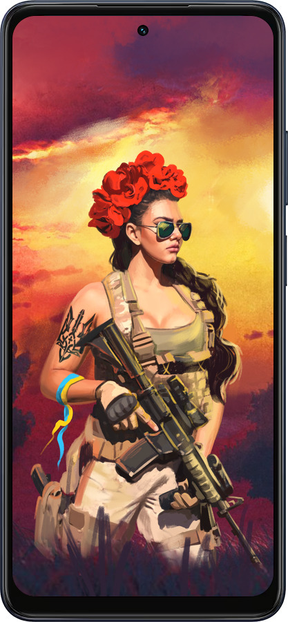 Силиконовый чехол Украинка с оружием для Oppo A5X 4G/5G - 5316u-4090 изображение 