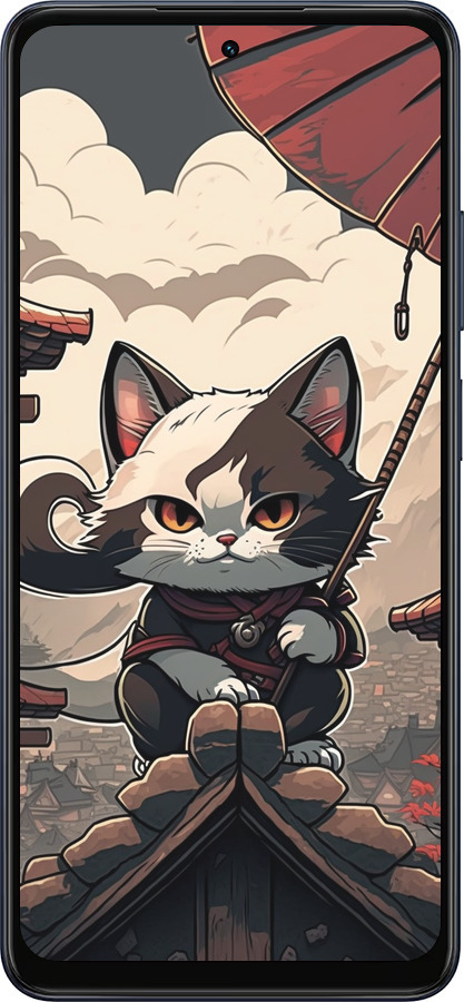 Силиконовый чехол Япония - кот на крыше для Oppo A5X 4G/5G - 5582u-4090 изображение 