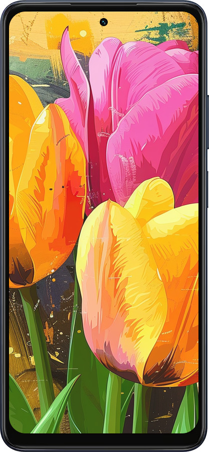 Силиконовый чехол Нарисованные тюльпаны для Oppo A5X 4G/5G - 5990u-4090 изображение 