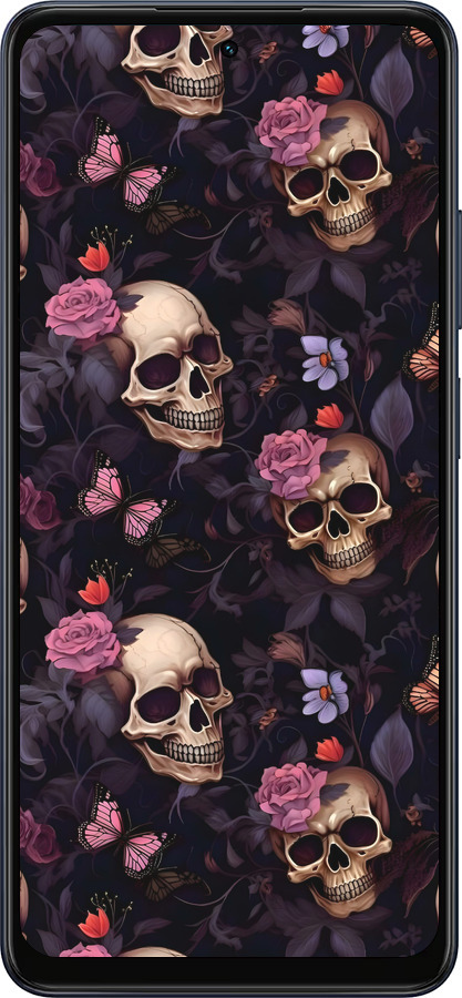 Силиконовый чехол Черепа и розы для Oppo A5X 4G/5G - 6316u-4090 изображение 