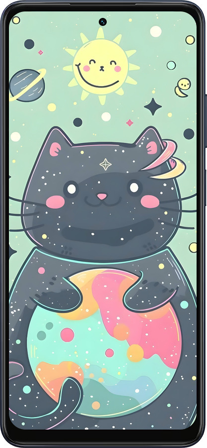 Силиконовый чехол Милый котик для Oppo A5X 4G/5G - 6364u-4090 изображение 