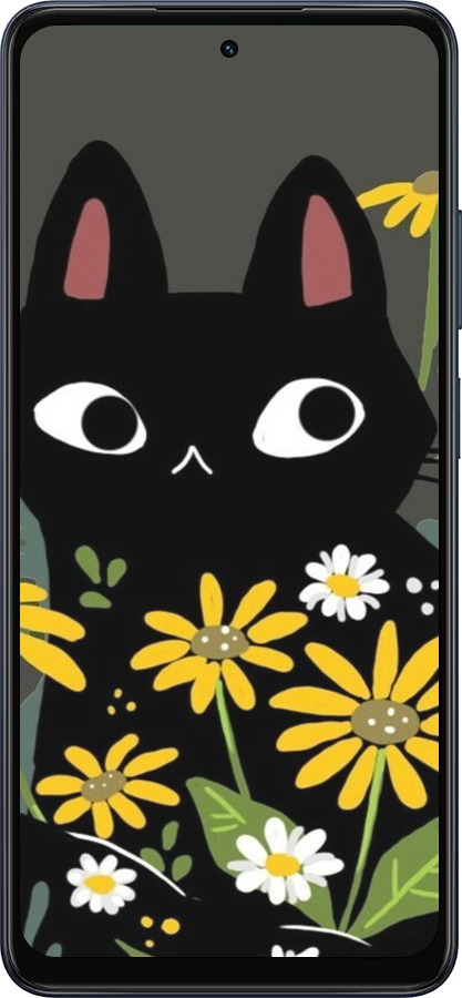 Силиконовый чехол Черный кот с цветами для Oppo A5X 4G/5G - 6448u-4090 изображение 