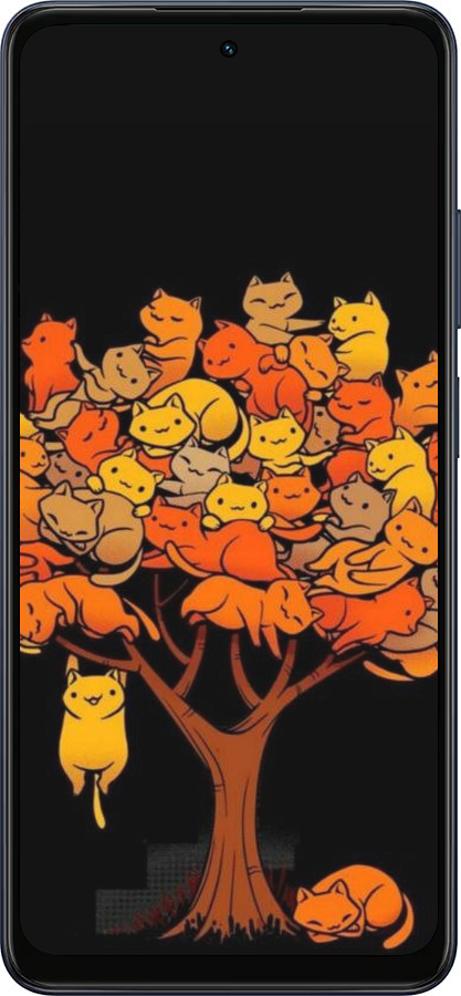 Силиконовый чехол Дерево и котики для Oppo A5X 4G/5G - 6516u-4090 изображение 