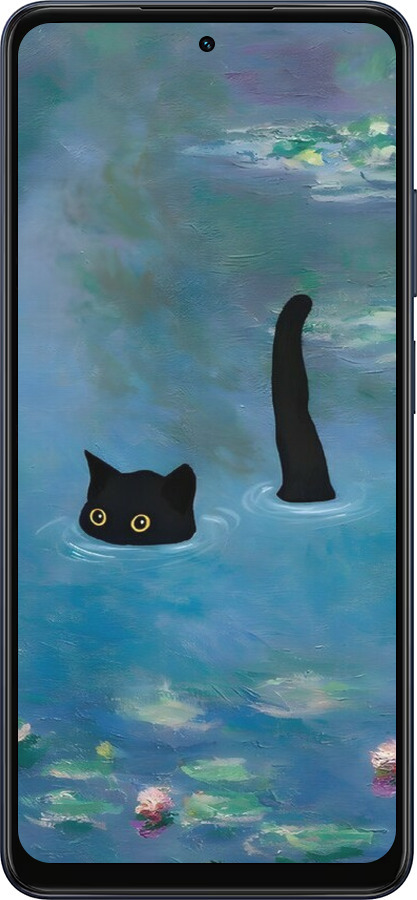 Силіконовий чехол Із зображенням кота та водяної лілії Monet для Oppo A5X 4G/5G - 6519u-4090 изображение 