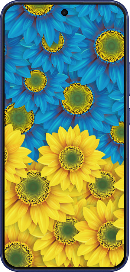 Силиконовый чехол Жёлто-голубые цветы для Oppo A6 Pro 4G - 1048u-4229 изображение 