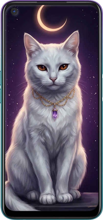 TPU чехол Mystic White Cat Gothic Dark Purple Gold для Oppo A72 - 6805b-2011 изображение 