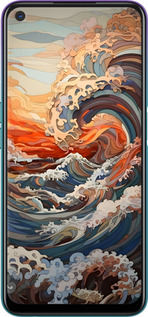 Силиконовый чехол Арт волны для Oppo A72 - 6324u-2011 изображение 