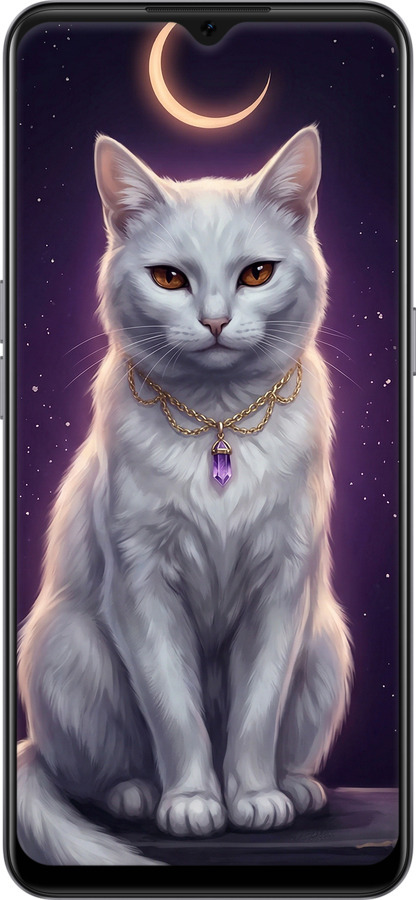 TPU чехол Mystic White Cat Gothic Dark Purple Gold для Oppo A73 - 6805b-1379 изображение 