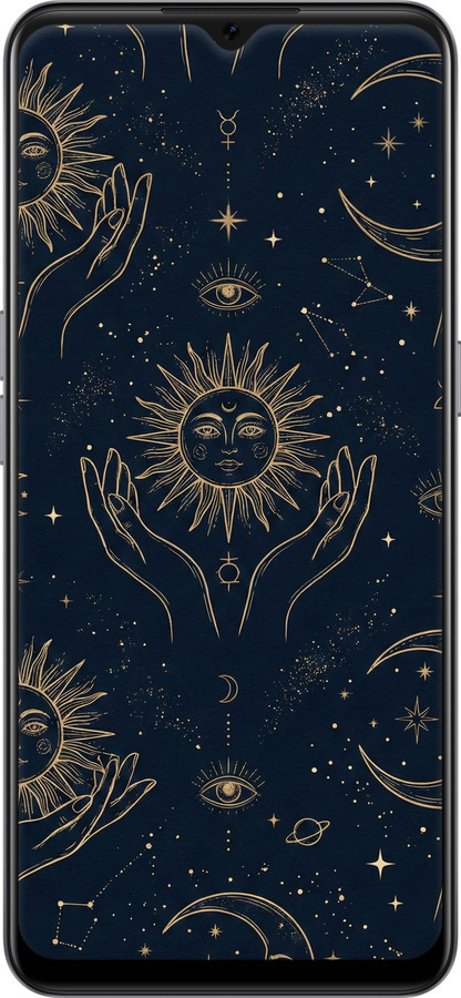 2D пластиковый чехол Celestial Harmony: Sun & Moon Gold Mystic Pattern для Oppo A73 - 6778t-1379 изображение 