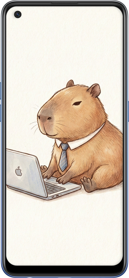 TPU чехол Funny Capybara CEO Working для Oppo A74 - 6777b-2305 изображение 