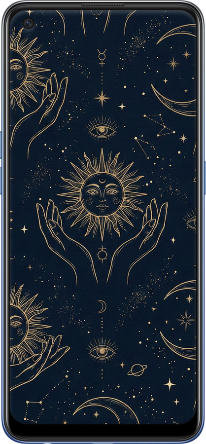TPU чехол Celestial Harmony: Sun & Moon Gold Mystic Pattern для Oppo A74 - 6778b-2305 изображение 