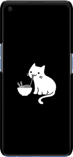 3D пластиковий матовий чехол Милий кіт на чорному фоні для Oppo A74 - 6528m-2305 изображение 