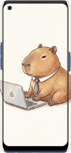 3D пластиковий матовий чехол Funny Capybara CEO Working для Oppo A74 - 6777m-2305 изображение 