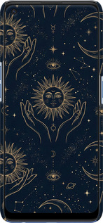 3D пластиковый матовый чехол Celestial Harmony: Sun & Moon Gold Mystic Pattern для Oppo A74 - 6778m-2305 изображение 
