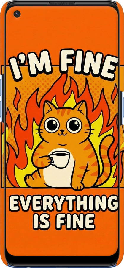 3D пластиковый матовый чехол Funny Cat для Oppo A74 - 6786m-2305 изображение 