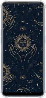 Силикон с усиленными углами чехол Celestial Harmony: Sun & Moon Gold Mystic Pattern для Oppo A74 - 6778sp-2305 изображение 