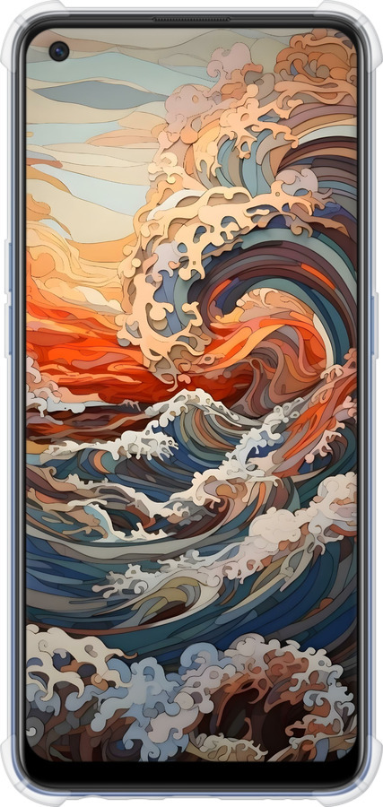 Силіконовий протиударний с посиленими кутами чехол Арт хвилі для Oppo A74 - 6324sp-2305 изображение 