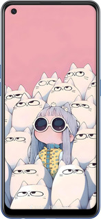 Силиконовый чехол Малышка с котами для Oppo A74 - 6295u-2305 изображение 