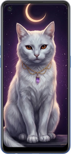 Силиконовый чехол Mystic White Cat Gothic Dark Purple Gold для Oppo A74 - 6805u-2305 изображение 