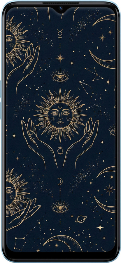 Силиконовый чехол Celestial Harmony: Sun & Moon Gold Mystic Pattern для Oppo A77 5G - 6778u-1377 изображение 