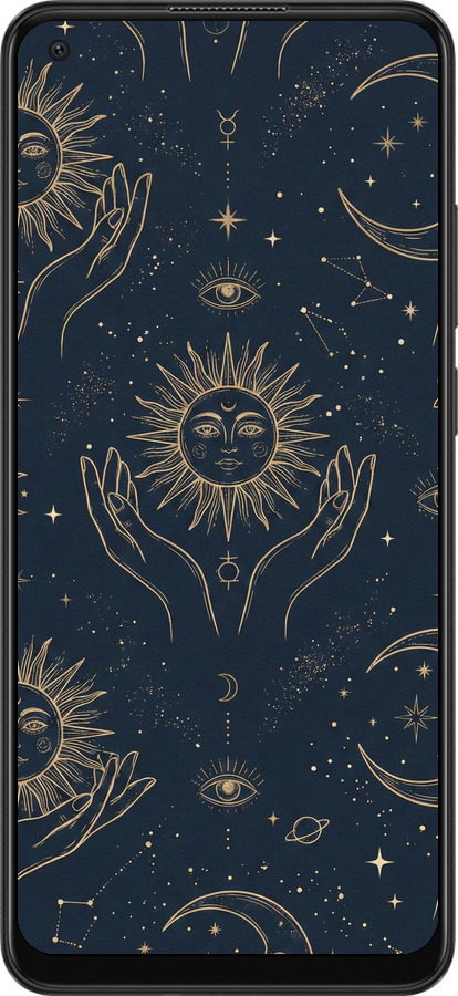 TPU чехол Celestial Harmony: Sun & Moon Gold Mystic Pattern для Oppo A78 4G - 6778b-3142 изображение 