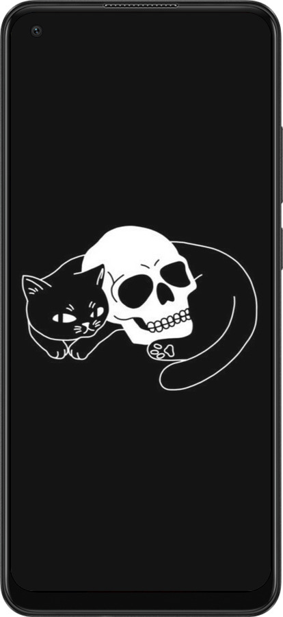 Силиконовый чехол С изображением кота и черепа для Oppo A78 4G - 6491u-3142 изображение 