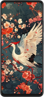 Силиконовый чехол Сакура и аист для Oppo A80 5G - 6108u-3963 изображение 