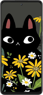 Силіконовий чехол Чорний кіт з квітами для Oppo A80 5G - 6448u-3963 изображение 