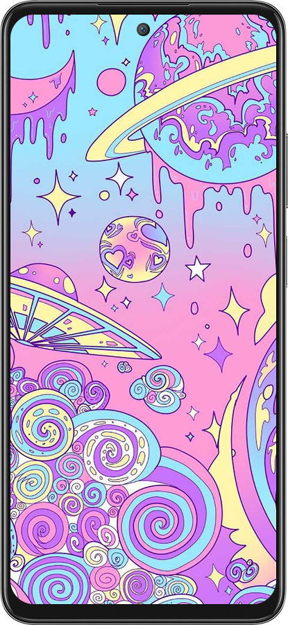 Силиконовый чехол Розовая галактика для Oppo A3 Pro 5G - 4146u-4144 изображение 