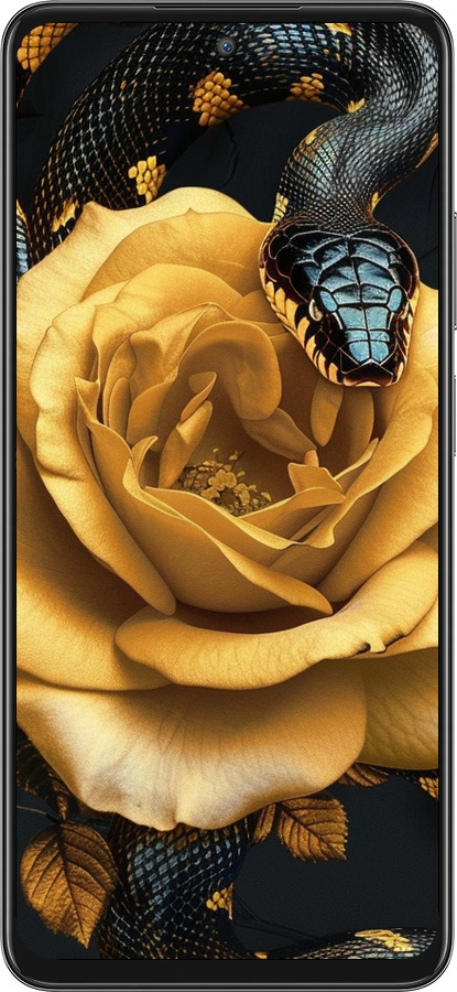 Силиконовый чехол Black snake and golden rose для Oppo A3 Pro 5G - 6068u-4144 изображение 