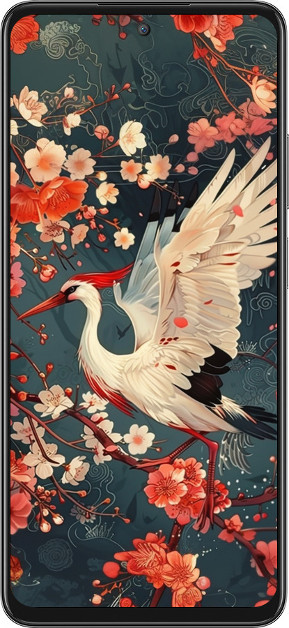 Силиконовый чехол Сакура и аист для Oppo A80 5G - 6108u-3963 изображение 