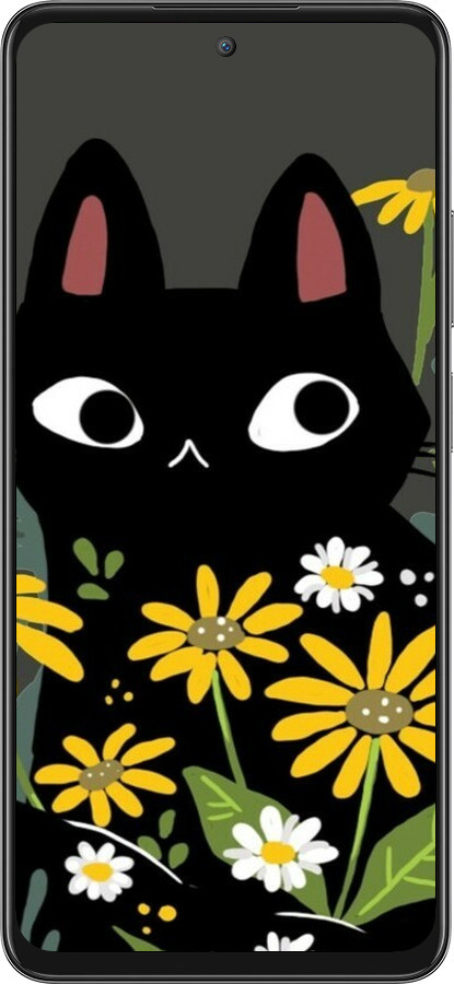 Силіконовий чехол Чорний кіт з квітами для Oppo A80 5G - 6448u-3963 изображение 