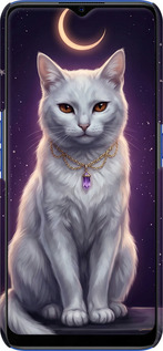 3D пластиковый матовый чехол Mystic White Cat Gothic Dark Purple Gold для Oppo A5 2020 - 6805m-1888 изображение 