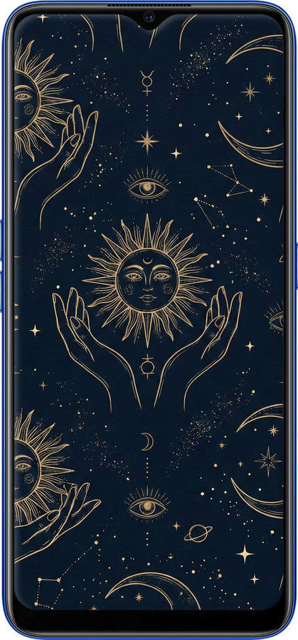 Силиконовый чехол Celestial Harmony: Sun & Moon Gold Mystic Pattern для Oppo A9 2020 - 6778u-1865 изображение 