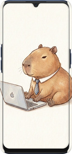 3D пластиковий матовий чехол Funny Capybara CEO Working для Oppo A91 - 6777m-1884 изображение 