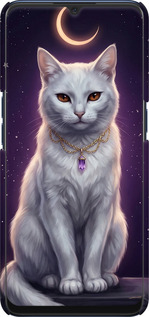 3D пластиковый матовый чехол Mystic White Cat Gothic Dark Purple Gold для Oppo A91 - 6805m-1884 изображение 