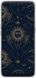 Силикон с усиленными углами чехол Celestial Harmony: Sun & Moon Gold Mystic Pattern для Oppo A91 - 6778sp-1884 изображение 