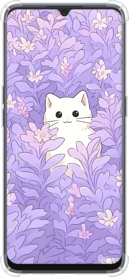 Силикон с усиленными углами чехол Котик в цветах для Oppo A91 - 6390sp-1884 изображение 